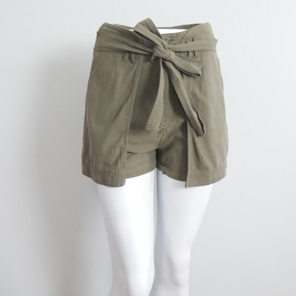 Anthropologie By Together Olive Army Green Green Paperbag Waist Shorts Small - Picture 1 of 15